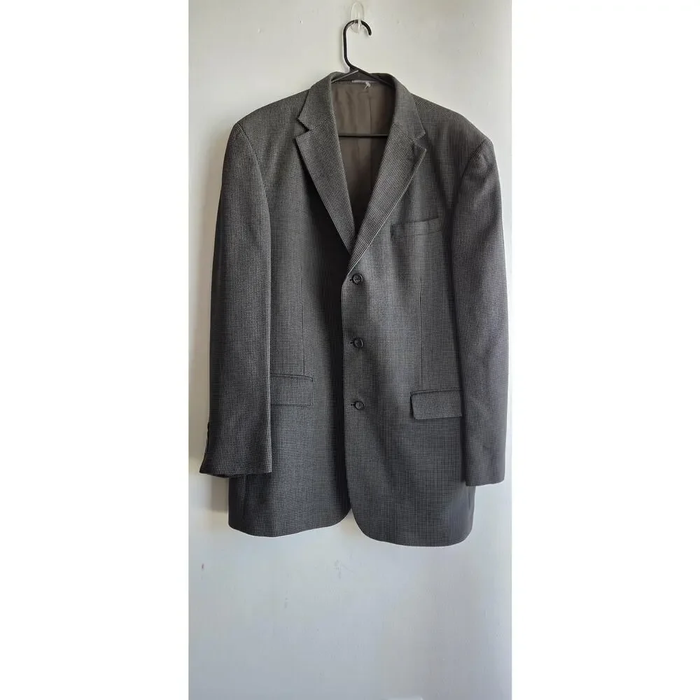 Vintage Oscar De La Renta 3Button Wool Blazer Sport Coat Jacket Men's Gray 44L